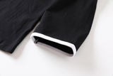 Danielle Plus Size Knit Cotton Asymmetric Neckline Colourblock Mid Sleeve T Shirt Top  (Ready Stock Black 4XL - 1 Piece)