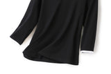 Danielle Plus Size Knit Cotton Asymmetric Neckline Colourblock Mid Sleeve T Shirt Top  (Ready Stock Black 4XL - 1 Piece)