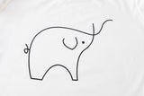 Inez Plus Size Round Neck Elephant Sketch Long Sleeve T Shirt Top (White, Black, Khaki)