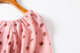 Dona Plus Size Pink Square Neck Buttons Polka Dots Mid Sleeve Midi Dress
