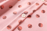 Dona Plus Size Pink Square Neck Buttons Polka Dots Mid Sleeve Midi Dress
