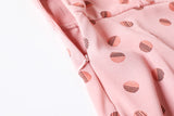 Dona Plus Size Pink Square Neck Buttons Polka Dots Mid Sleeve Midi Dress