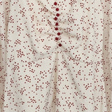 Fleta Plus Size V Neck Square Print (Two Way Wear Incl. Off Shoulder) Long Sleeve Dress (Cream, Black)