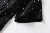Denise Plus Size Black Polka Dots Shirt Collar Romper