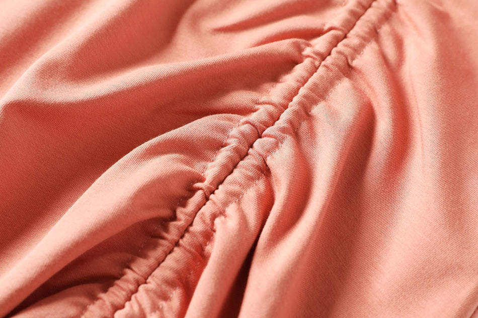 Collette Plus Size V Neck Wrap Neckline Side Scrunch Ribbon Tie Mermaid Hem Short Sleeve Dress (Pink, Black)