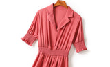 Giselle Plus Size V Neck Short Sleeve Midi Shirt Dress