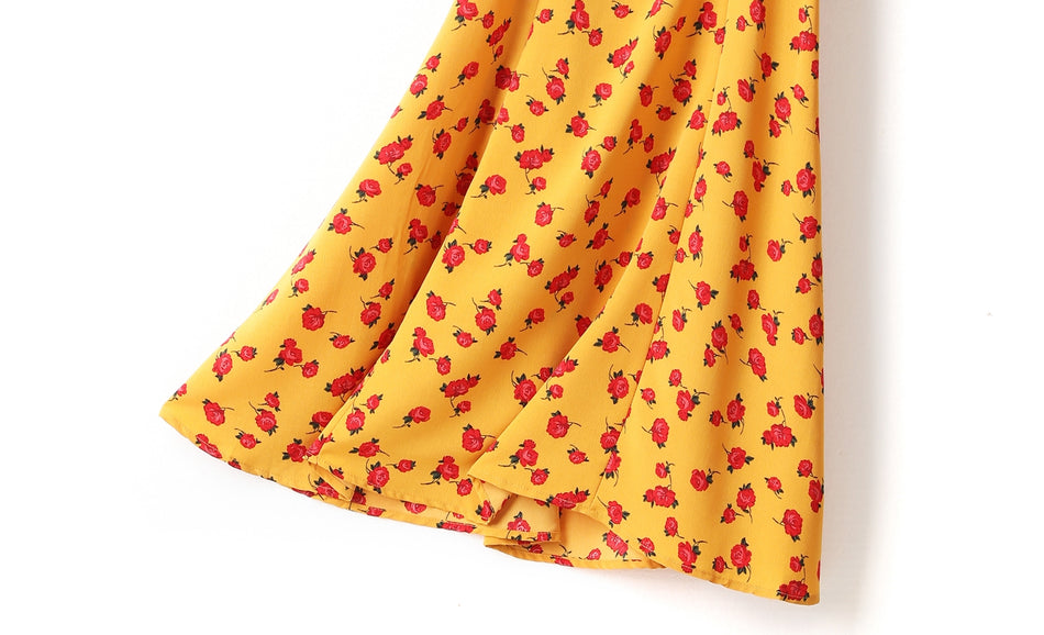(2 Way Wear!) Gwen Plus Size Yellow Floral Corset Tie Off Shoulder Short Sleeve Dress