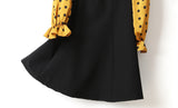 (2 Way Wear!) Hope Plus Size Polka Dots Colour Block Swing Off Shoulder Long Sleeve Dress (Yellow)