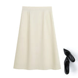 Plus Size A Line Skirt - Cream