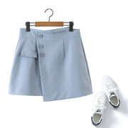 Plus Size Asymmetric Buttons Mini Skirt
