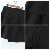 Plus Size Asymmetric Buttons Mini Skirt