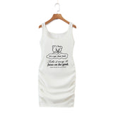 plus size bear tank dress- white