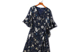 Abri Plus Size Bell Sleeve Floral Maxi Dress