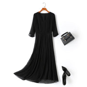 Gracelynne Plus Size Black Chiffon 3/4 Sleeve Dress