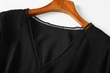 Gracelynne Plus Size Black Chiffon 3/4 Sleeve Dress