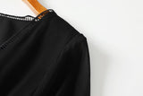 Gracelynne Plus Size Black Chiffon 3/4 Sleeve Dress