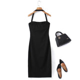 Plus Size Black Halter Dress - Back