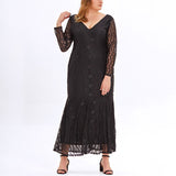 Plus Size Black Lace Evening Dress