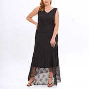 Plus Size Black Lace Maxi Dress