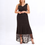 Plus Size Black Lace Maxi Dress