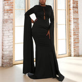 Plus Size Black Long Sleeve Gown