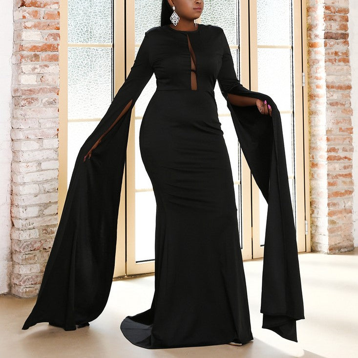 Fashion Black Long Sleeve Lace Prom Dress,Evening Dresses,Party Dress –  Musebridals