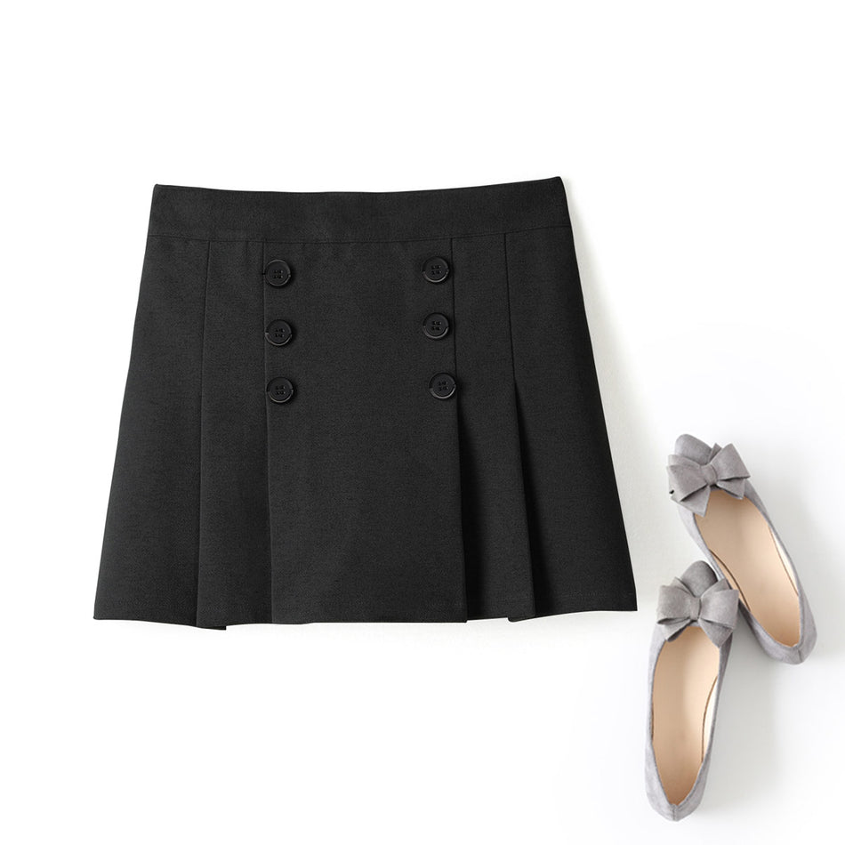 Julianna Plus Size Short Pleated Skirt (Grey, Black)