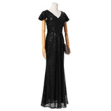 Gianna Plus Size Black Sequin Evening Dress