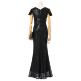 Gianna Plus Size Black Sequin Evening Dress