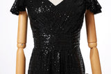 Gianna Plus Size Black Sequin Evening Dress