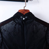 Plus Size Black Short Formal Dress - Neckline Close Up View