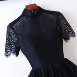 Plus Size Black Short Formal Dress - Front Close Up View