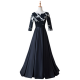 Plus Size Black Short Sleeve Evening Dress