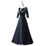 Plus Size Black Short Sleeve Evening Dress