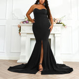 Plus Size Black Sweetheart Evening Dress