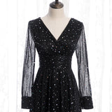 Plus Size Black Wrap Evening Dress