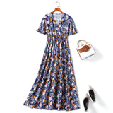 Plus Size Blue Floral Maxi Dress
