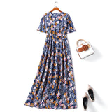 Melle Plus Size Blue Floral Maxi Dress