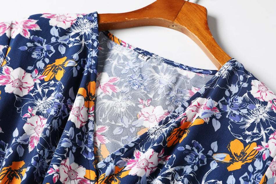 Melle Plus Size Blue Floral Maxi Dress– Hello Curve