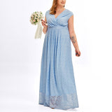 Plus Size Blue Lace Bridesmaid Dress