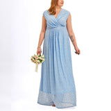 Plus Size Blue Lace Bridesmaid Dress