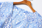 Plus Size Blue Print Summer Dress