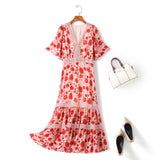 plus size boho floral midi dress