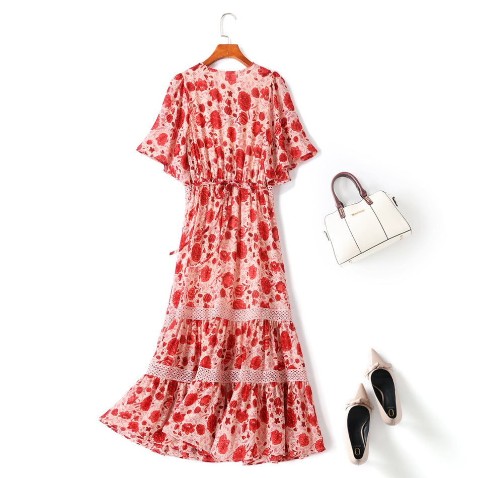 Gabriela Plus Size Boho Floral Midi Dress