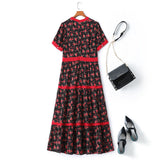 Danika Plus Size Black Red Floral Maxi Dress