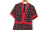 Danika Plus Size Black Red Floral Maxi Dress