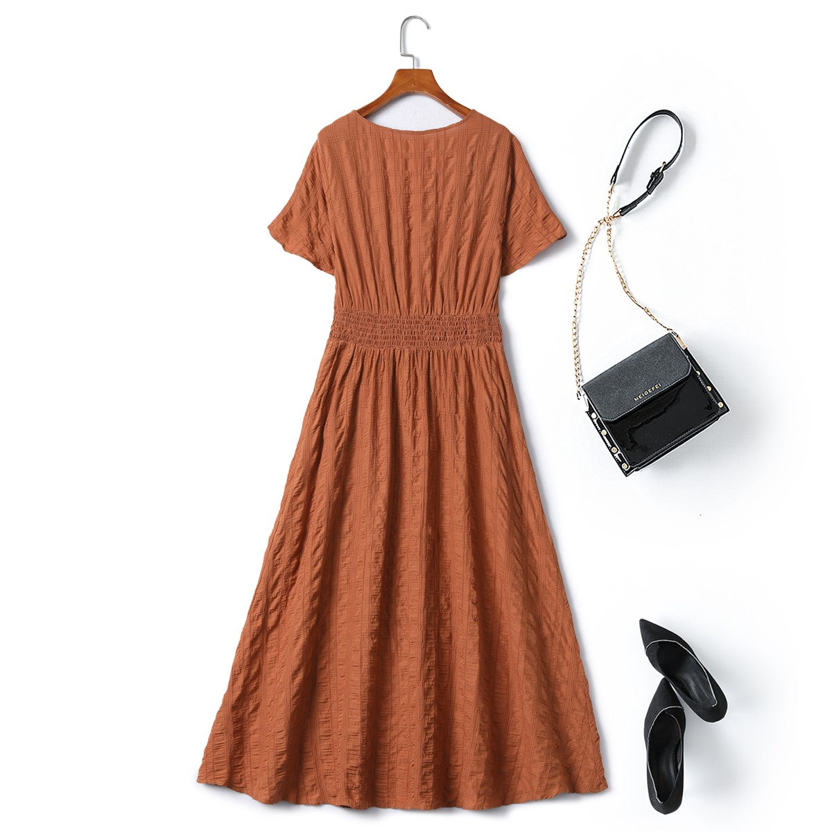 Plus Size Brown Midi Dress– Hello Curve