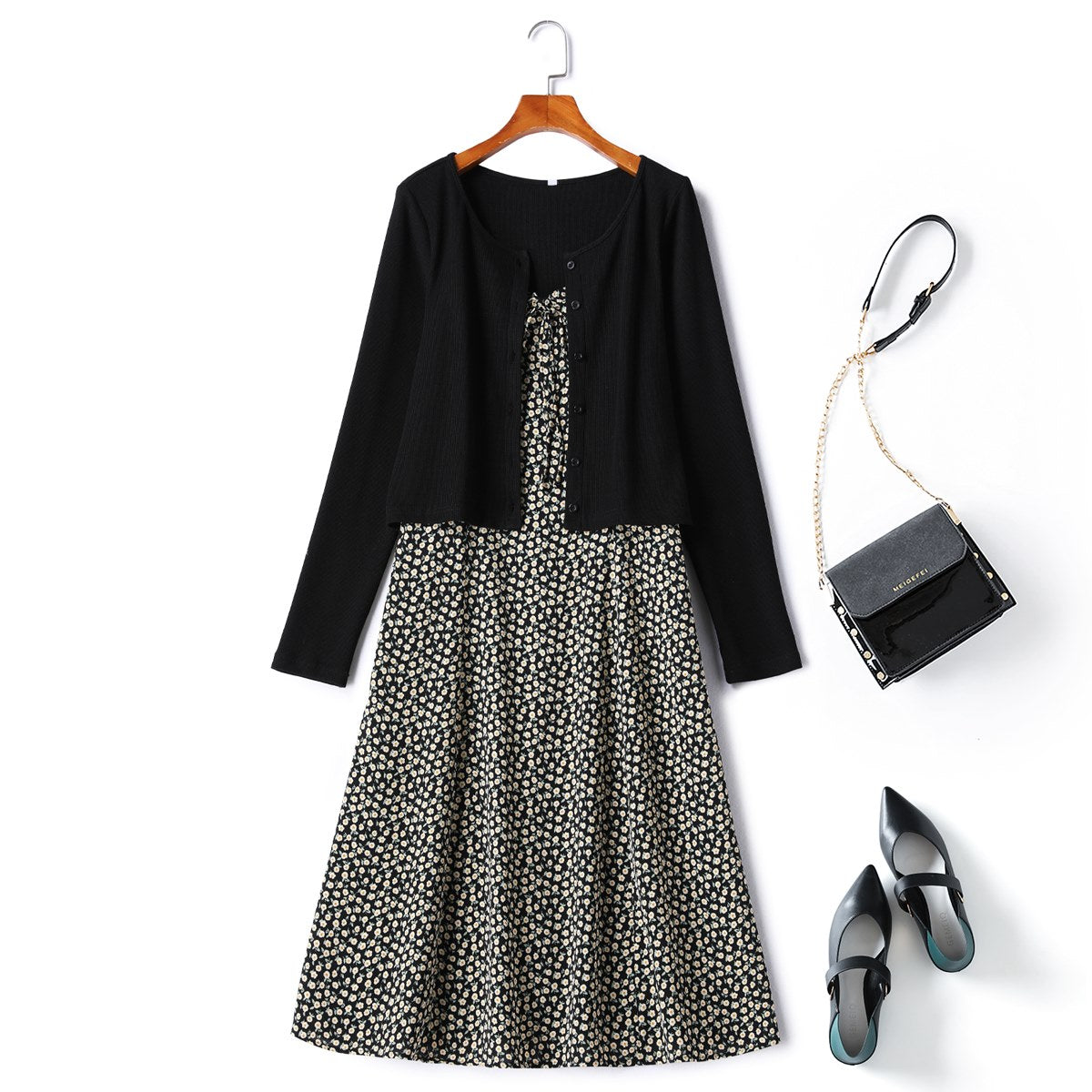 Plus Size Cardigan and Dress Matching Set