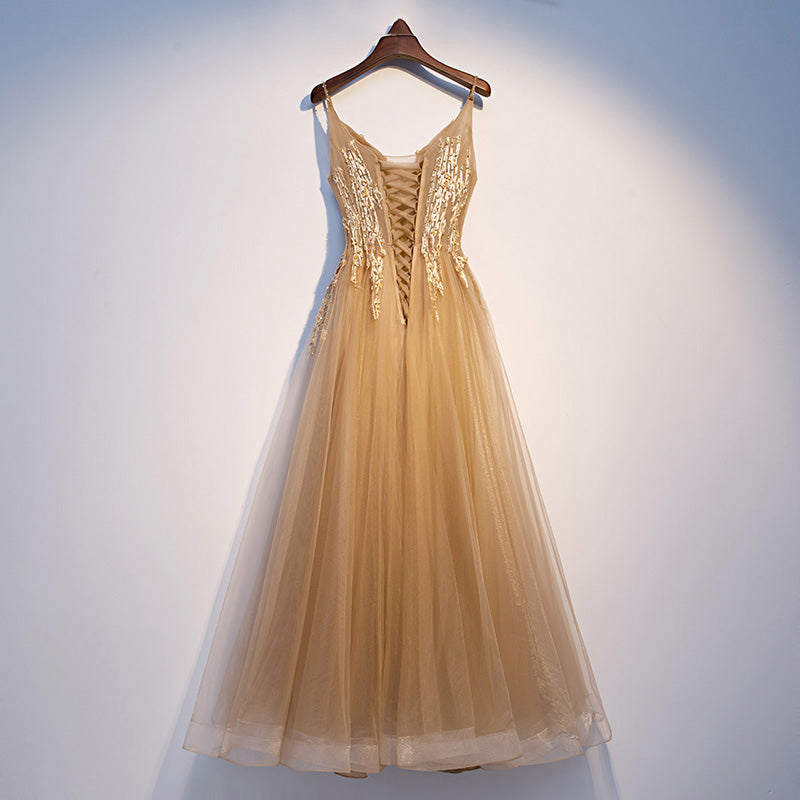 Plus Size Champagne Tulle Gown– Hello Curve