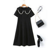 Plus Size Collar Babydoll Dress - Midi Dress Length
